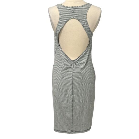 Lululemon Go For It Dress Hyper Stripe Heathered Medium Grey White Soft Size 10 - Picture 4 of 9